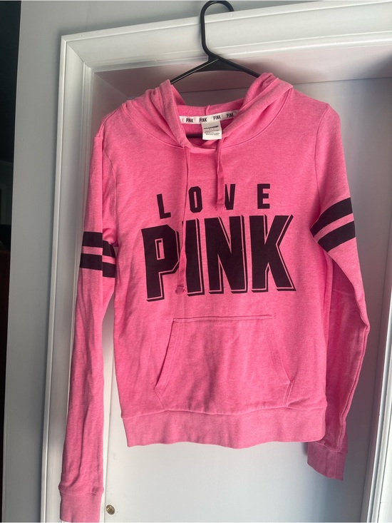 PINK Victoria's Secret Jackets & Blazers - PINK Victoria's Secret Hot Pink Hoodie with White Logo Trim